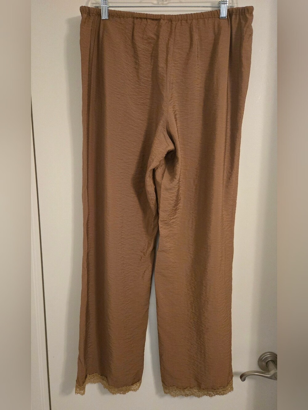 Divided Brown Lace Trimmed Wide-Leg Drawstring Pants - Picture 4 of 10